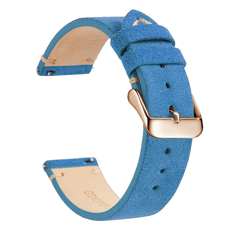 Motorola Moto Suede Leather Band with Buckle Color Options — Sky Blue / Rose Gold Buckle