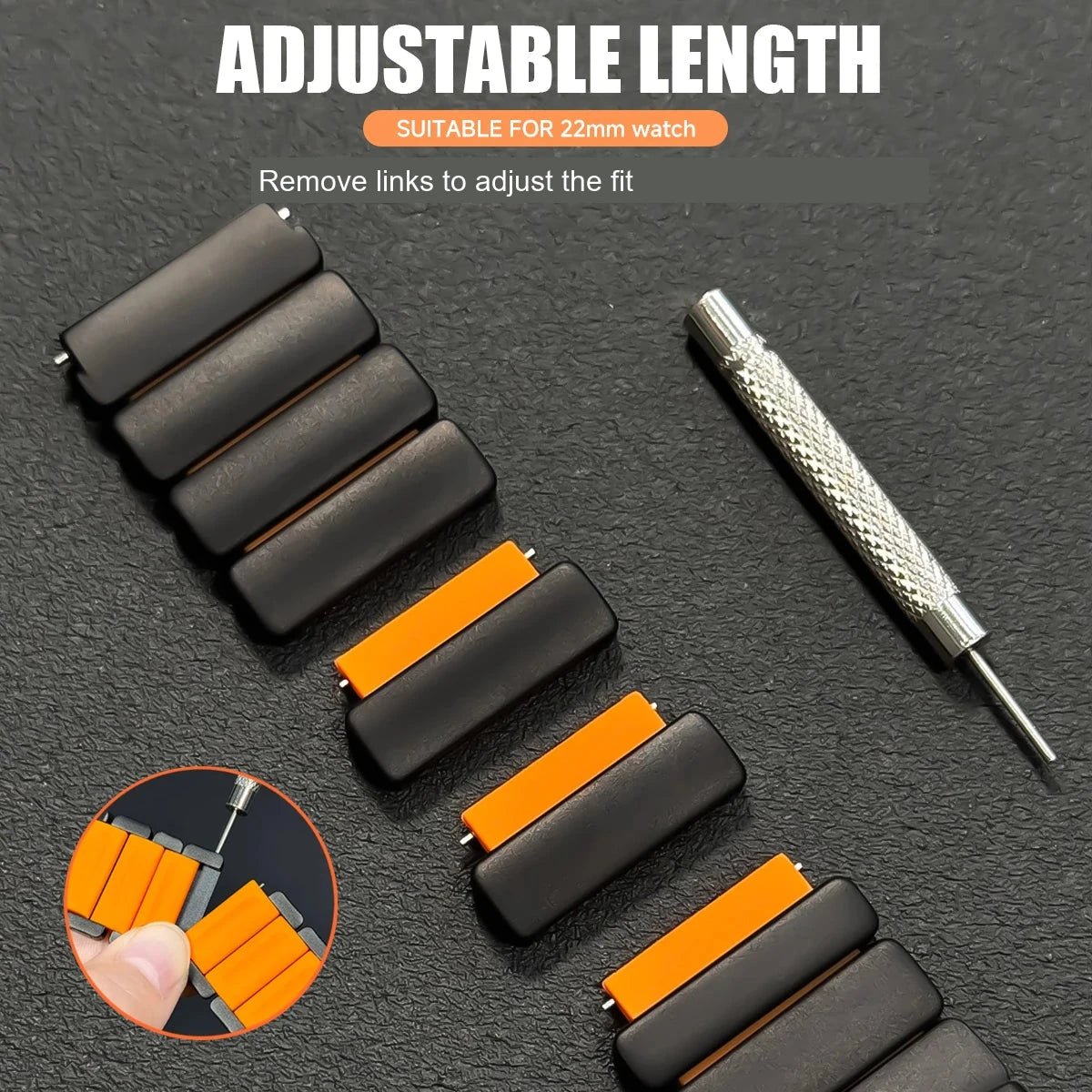 Google Pixel Watch 5, 4 and 3 45mm Titanium and Silicone Link Band — material detail