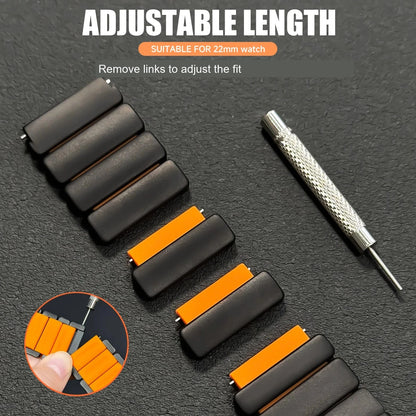 Google Pixel Watch 5, 4 and 3 45mm Titanium and Silicone Link Band — material detail