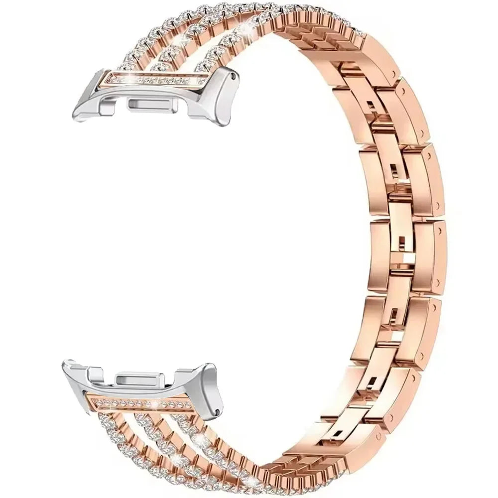 Samsung Galaxy Stainless Steel Diamond Watch Band - Watch8/Watch8 Classic/Watch9 in gold with diamond detailing