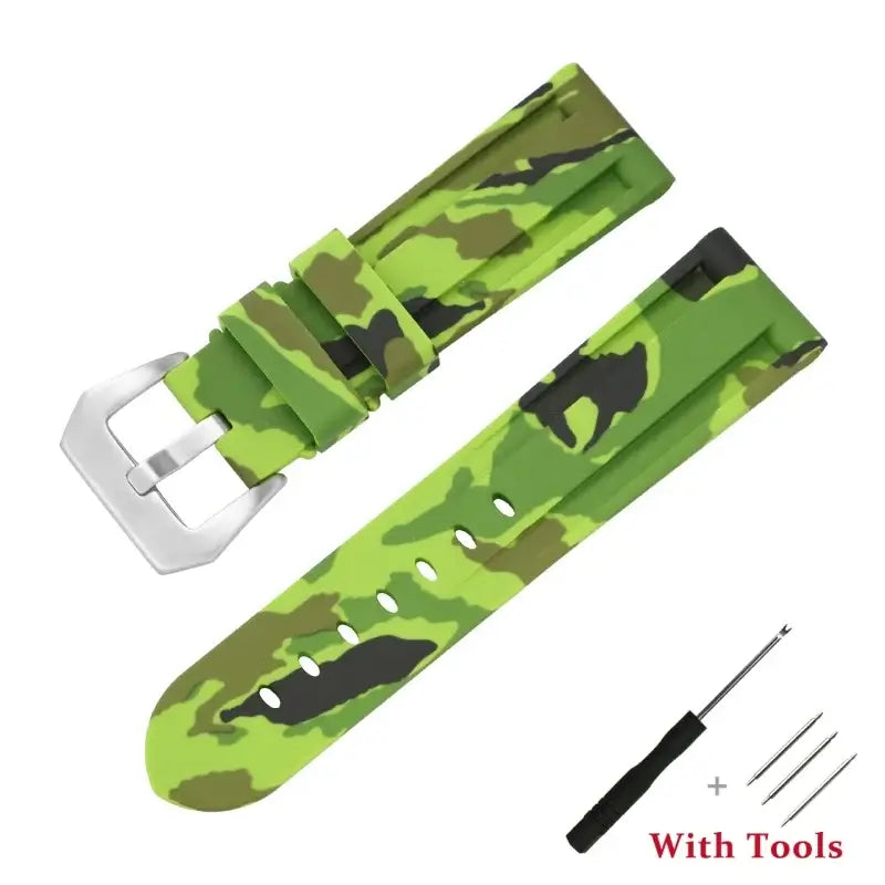 Amazfit Silicone Buckle Band in Solid and Camo Colors — Lime Green Camo