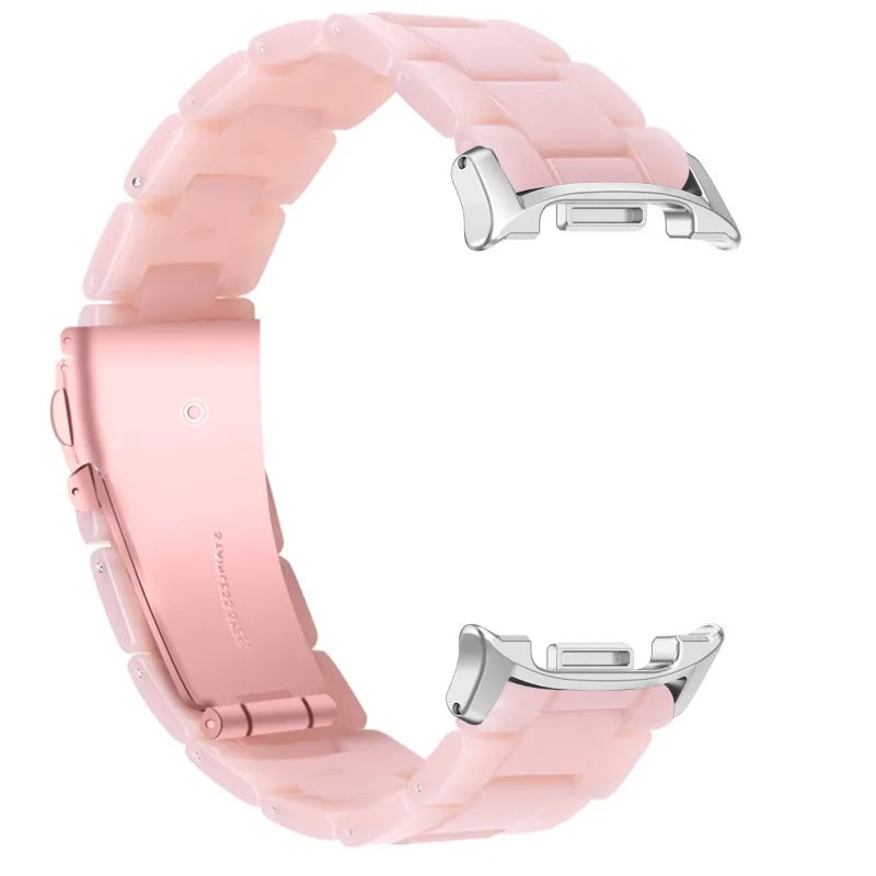 Samsung Galaxy Resin Link Watch Band - Tortoise Women Watch8/Watch8 Classic/Watch9 Ultra/Ultra2 in pink resin