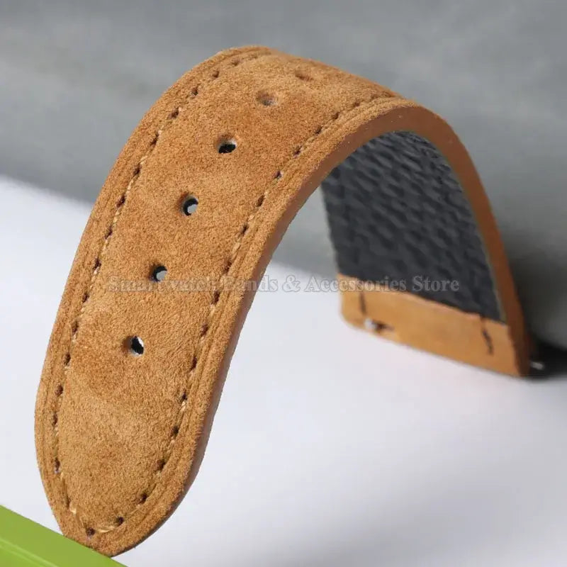 Suede texture and stitching close-up — BandsCo Straps