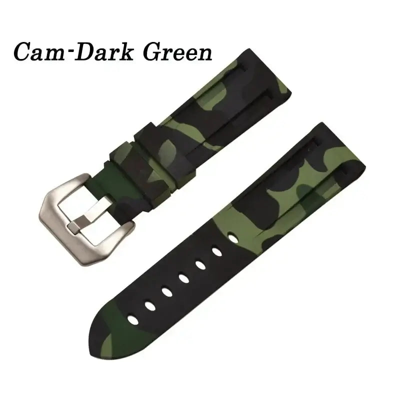 Samsung Galaxy Watch Camo Silicone Band in Dark Green Camo / Silver Buckle