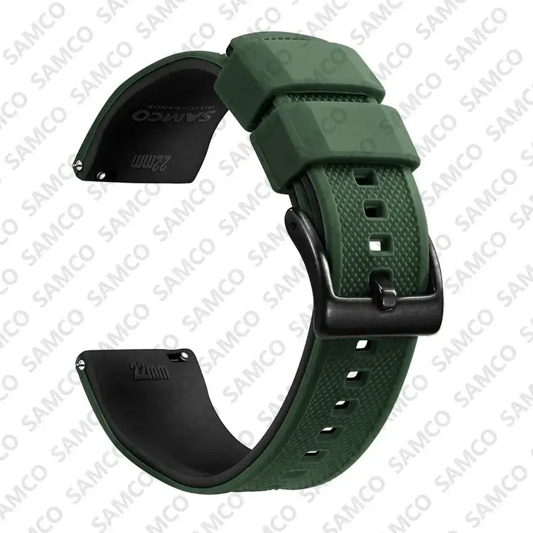 Amazfit Textured Silicone Band with Buckle Choices — Army Green / Black / Black Buckle