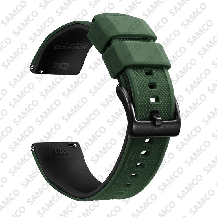 OnePlus Watch Band Quick Release Silicone Strap Sweat Resistant Black on green background