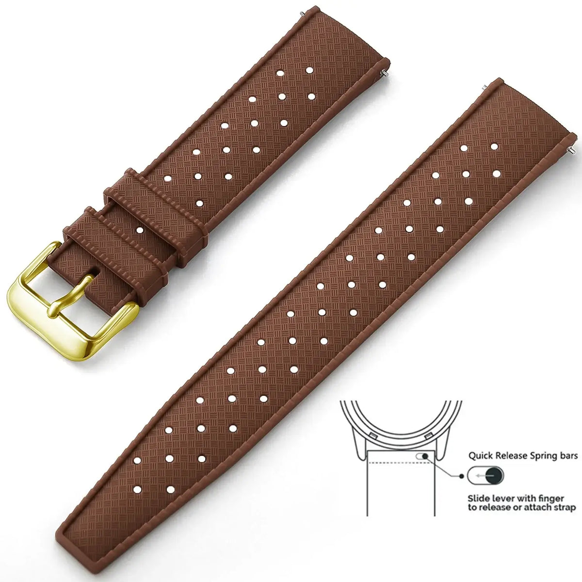 Tropic Silicone Band for Amazfit – Brown / Gold Buckle