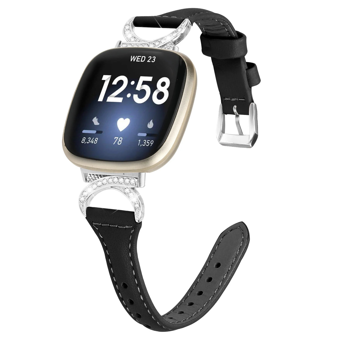 Fitbit Versa 4, Versa 3, Sense 2 and Sense Sparkly D-Link Leather Band — product detail