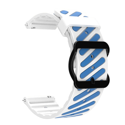 White / Blue Garmin 22mm Quick Release Two-Tone Silicone Band