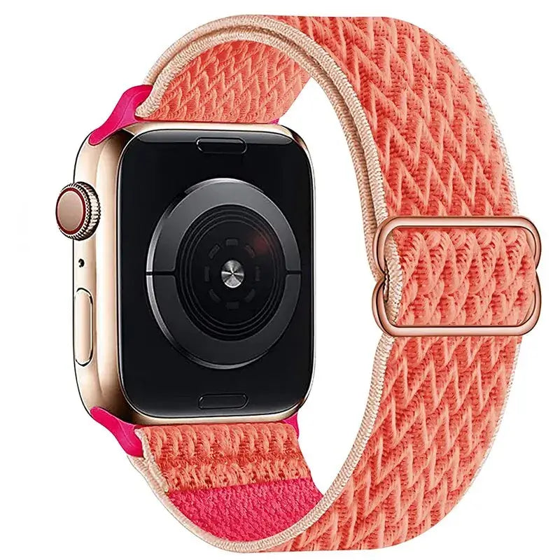 Coral chevron nylon Apple Watch band