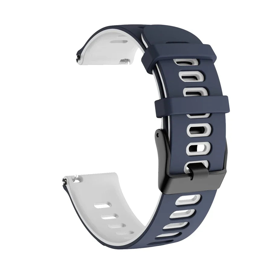 COROS Two-Tone Silicone Watch Band with Rectangular Holes - Navy / White