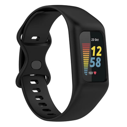 Black Fitbit Charge 5 and 6 Silicone Sport Band with Built-In Case