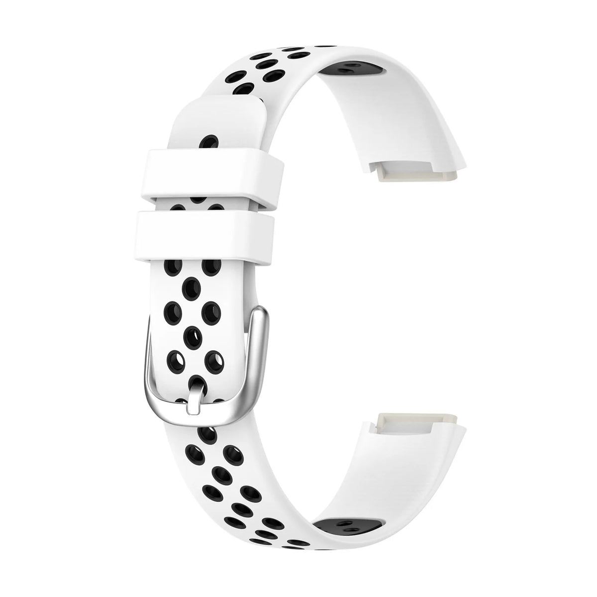 Fitbit Luxe Bands - Solid Silicone, Perforated & Metal - Perforated Silicone - White / Black