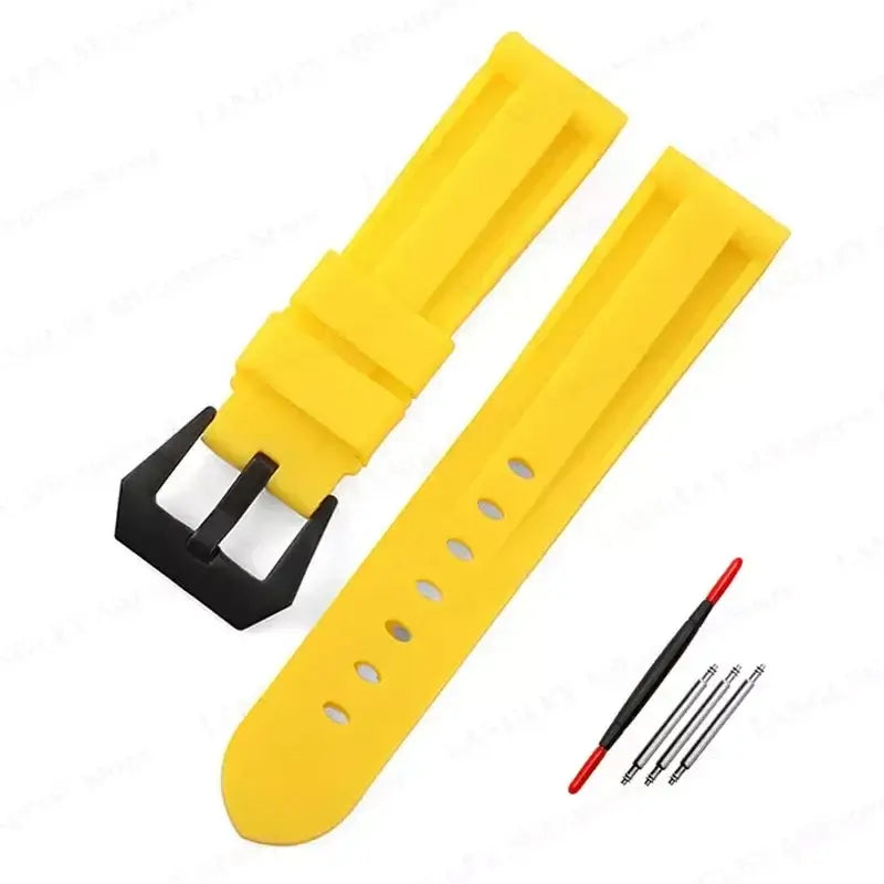 TicWatch Recessed-Panel Silicone Band - Yellow / Black Buckle