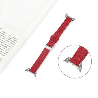 Google Pixel Watch 5, 4 and 3 Slim Canvas Band, Leather Lining — material detail