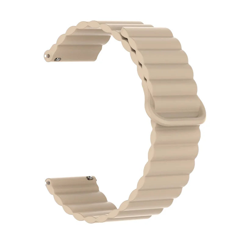 OnePlus Watch Magnetic Silicone Band Flexible Sport Strap in beige color, designed for comfort and adaptability.