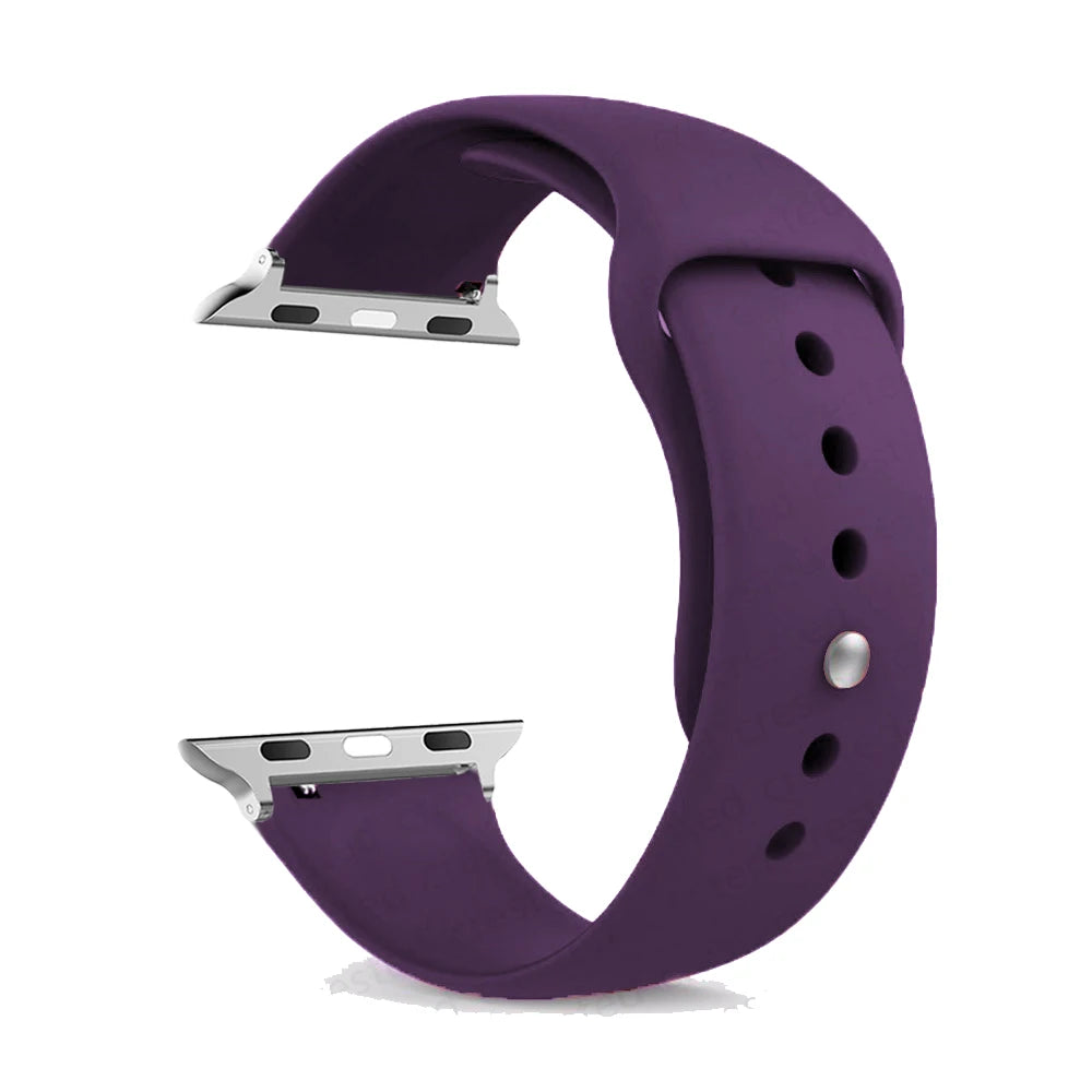 Classic Pin-and-Tuck Silicone Apple Watch Band in Deep Plum