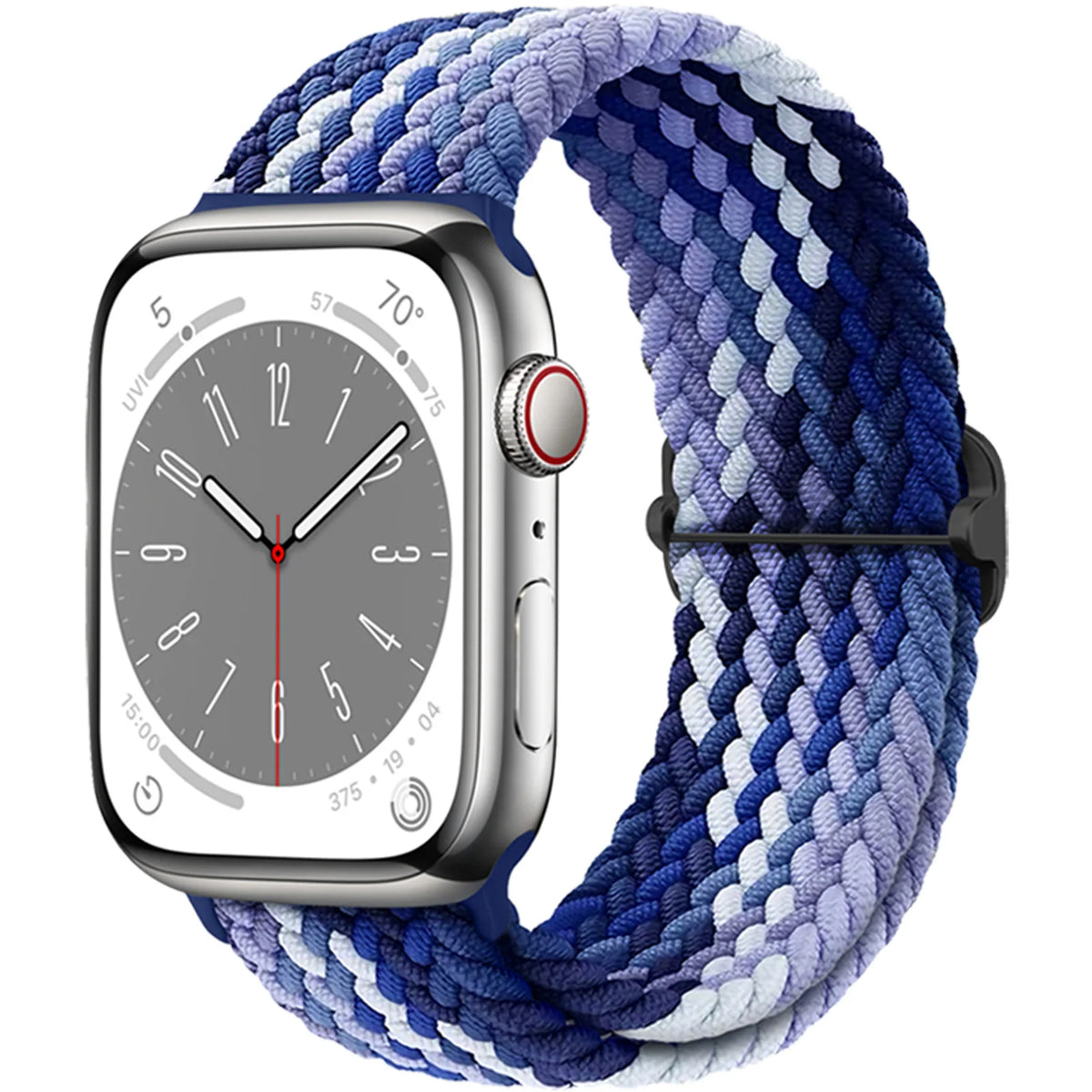 Stretch Braided Nylon Apple Watch Loop with Slider in Blue / Lavender Stripe