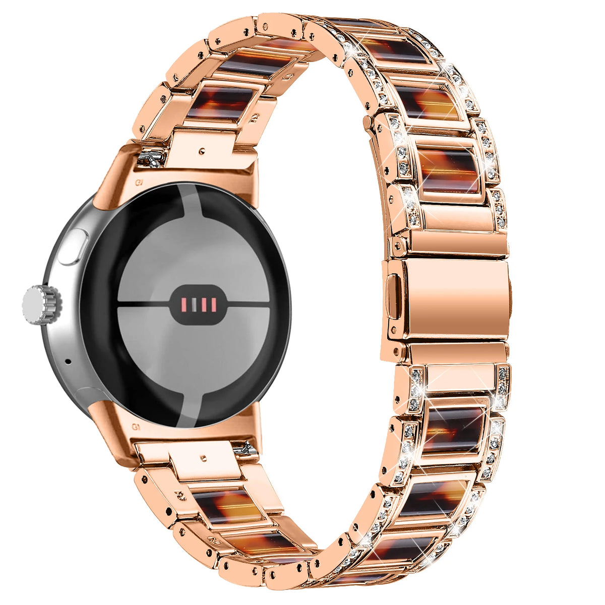 Google Pixel Watch 5, 4 and 3 41mm Resin Inlay Link Bracelet Band — band detail