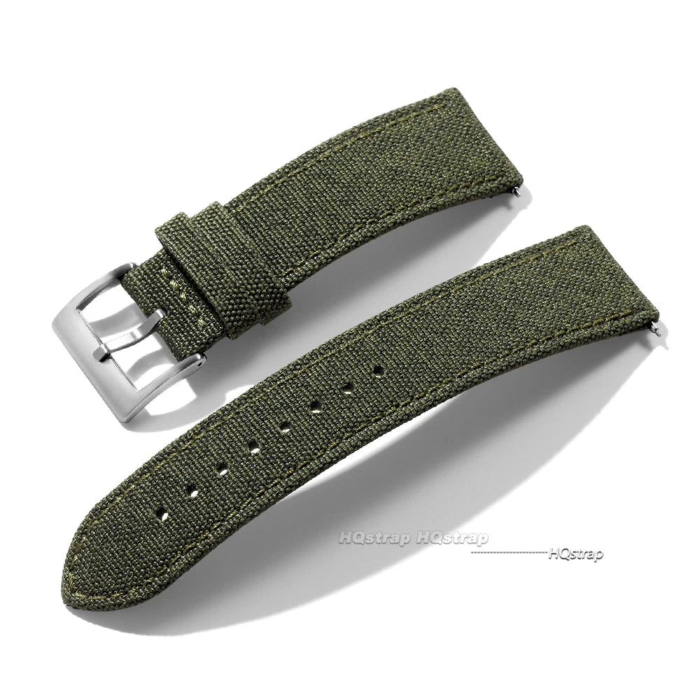 Polar Sailcloth-Style Nylon Band with Leather Lining — Olive Green