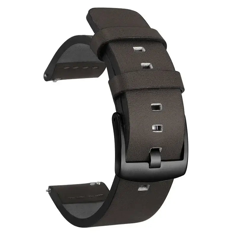 Amazfit Leather Band with Square Adjustment Holes — Gray / Black Buckle