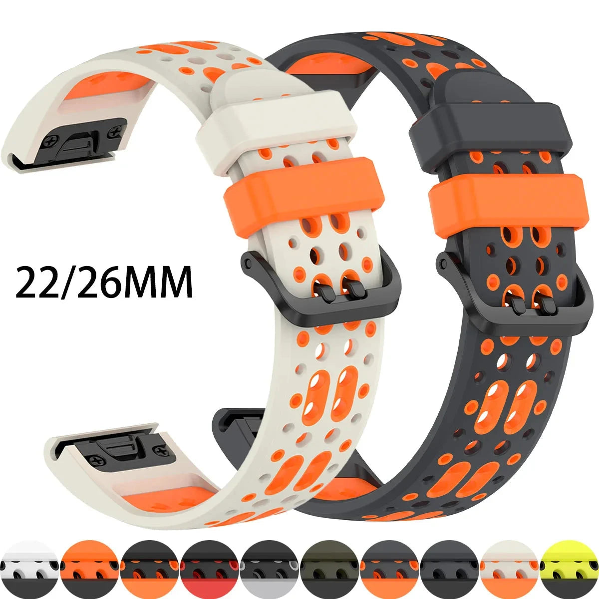 Garmin QuickFit 22/26mm Flexible Two-Tone Vented Silicone Band