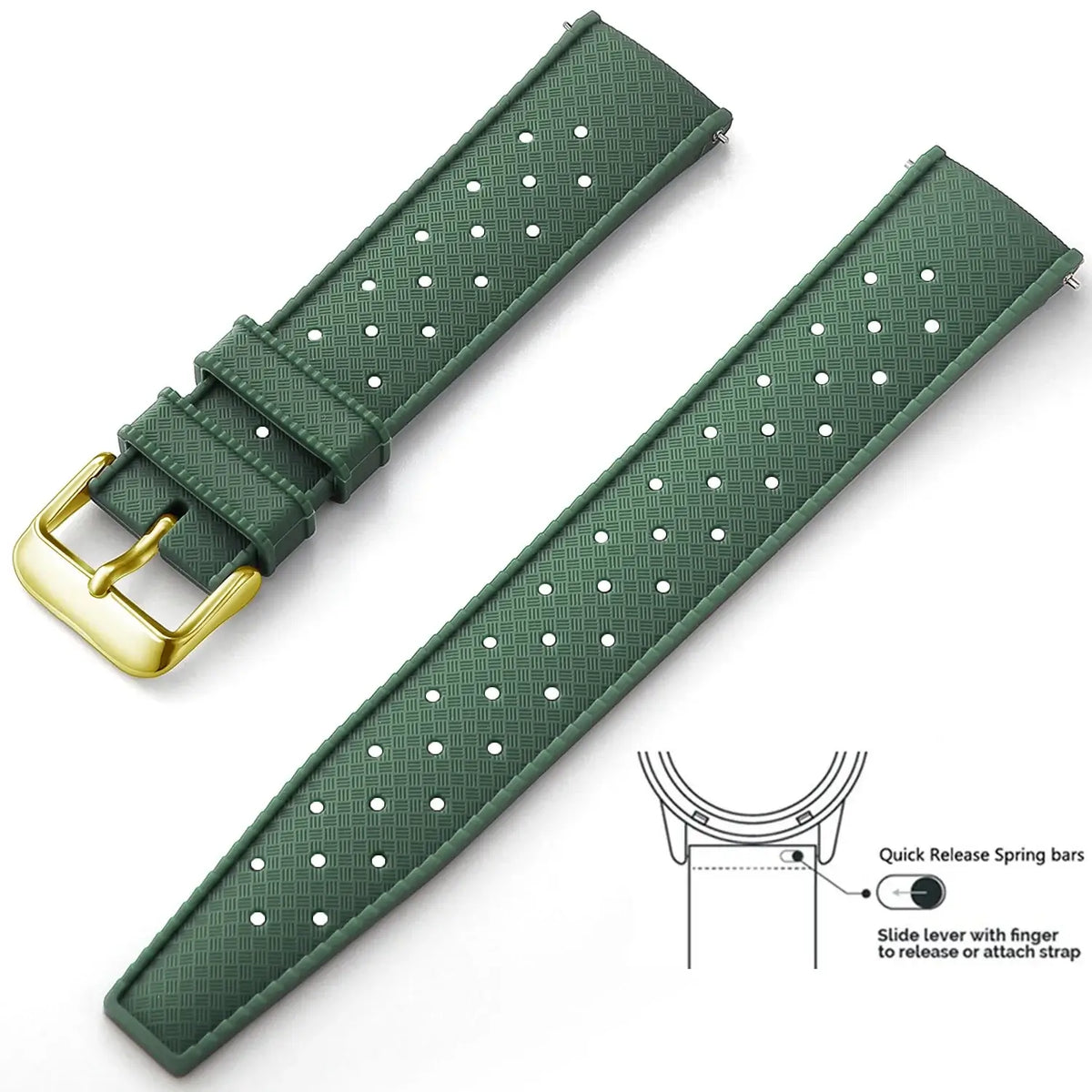 Tropic Silicone Band for Amazfit – Forest Green / Gold Buckle