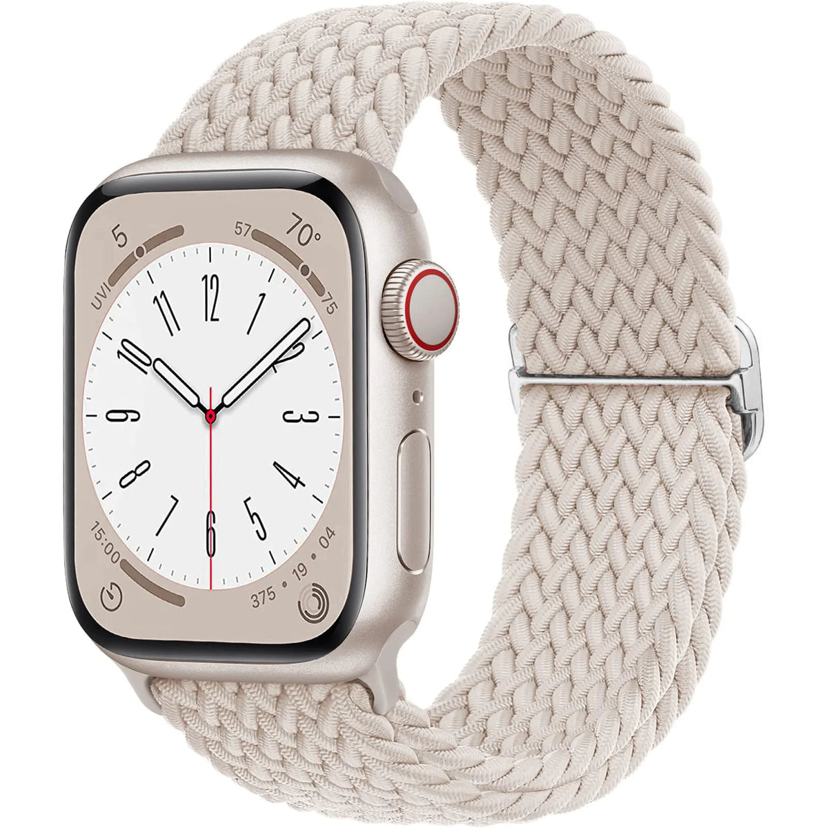 Stretch Braided Nylon Apple Watch Loop with Slider in Ivory