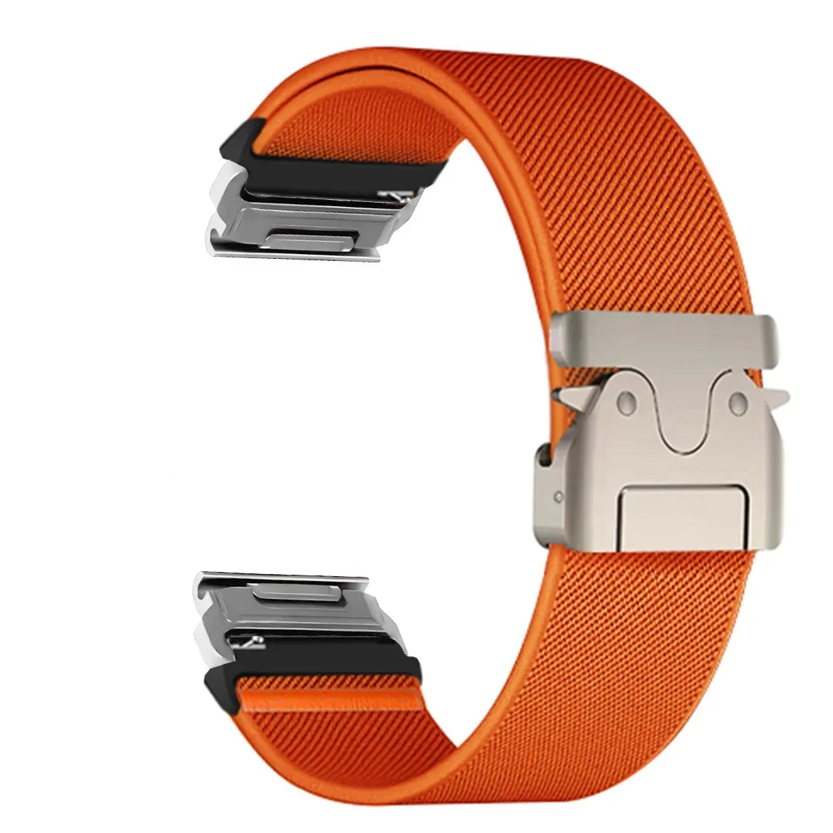 Garmin QuickFit Nylon Band - Clasp and Slider Styles orange clasp strap with silver connectors