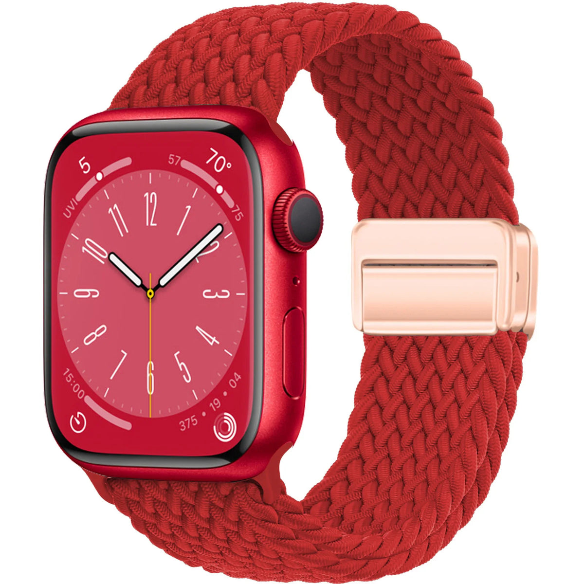 Braided Nylon Apple Watch Band with Magnetic Clasp in Red