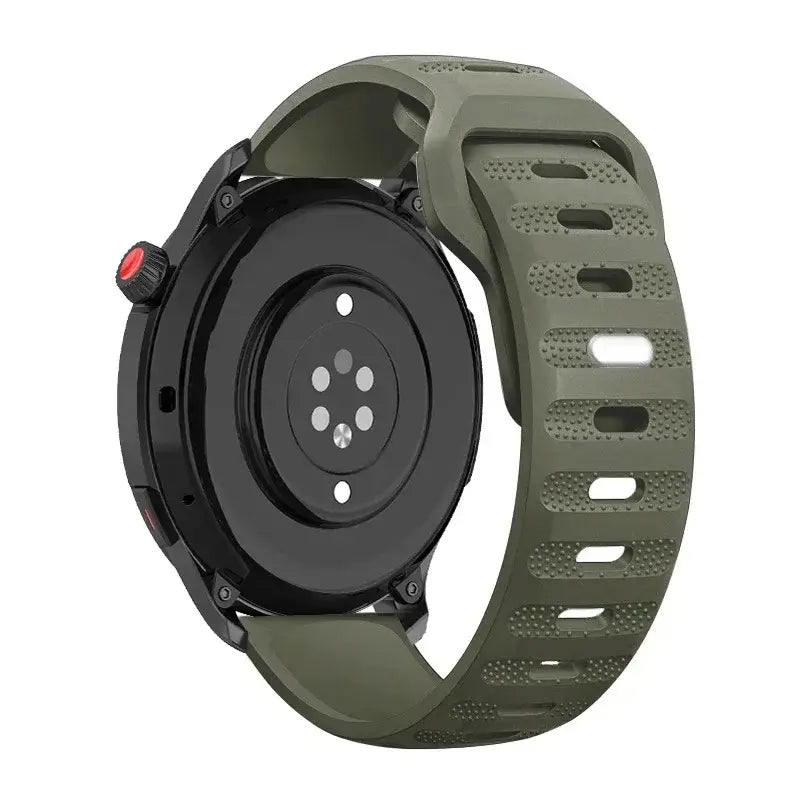 Textured Pin-and-Tuck Silicone Band for Amazfit – Olive Green