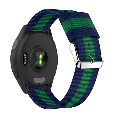 Blue-Green Garmin 20/22mm Quick Release Striped Canvas Nylon Band