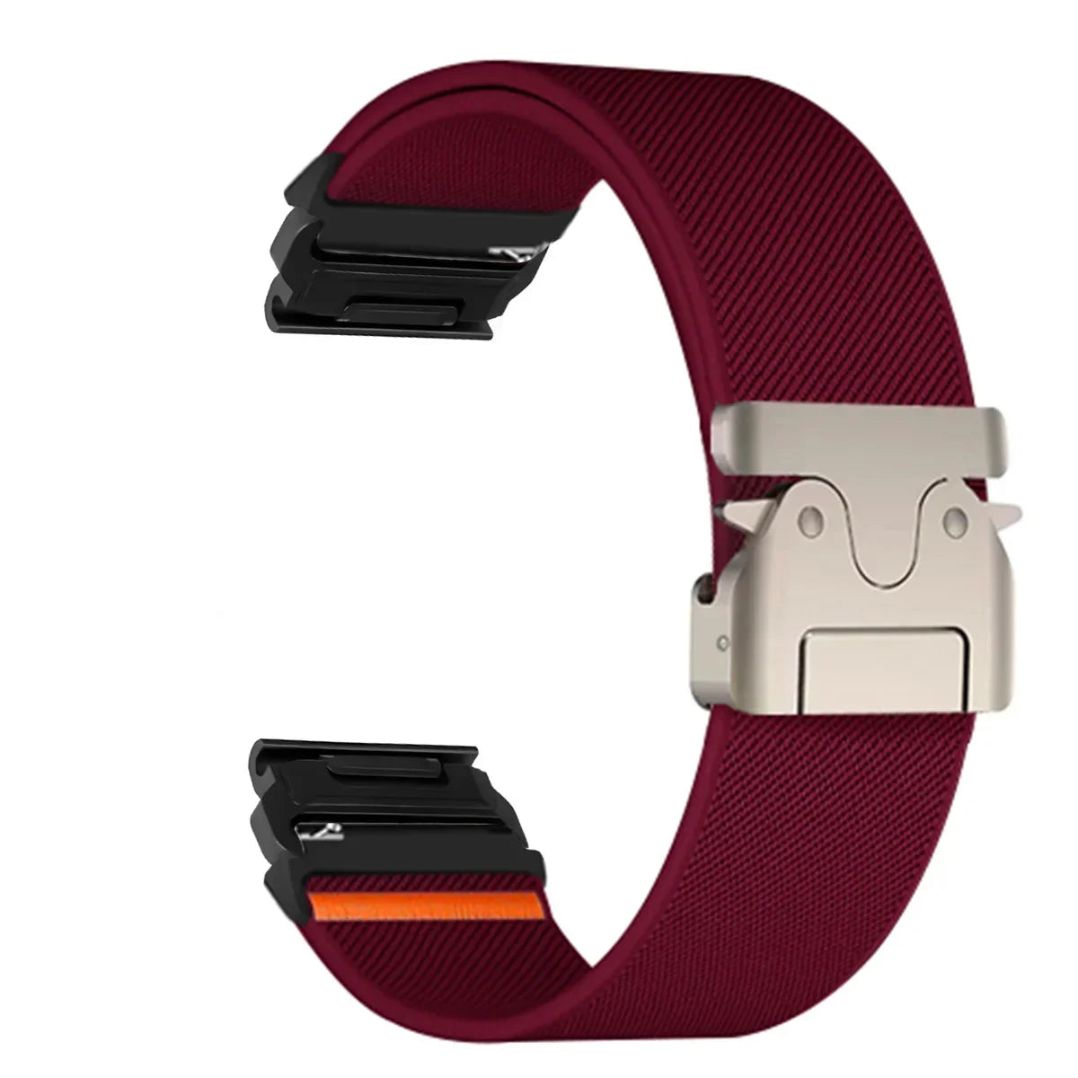 Garmin QuickFit Nylon Band - Clasp and Slider Styles burgundy clasp strap with black connectors