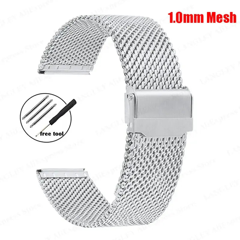 Samsung Galaxy Watch Milanese Mesh Clasp Band in 1.0mm Mesh / Silver