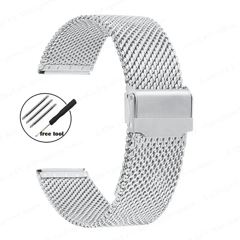 TicWatch Milanese Mesh Band with Adjustable Clasp - Silver