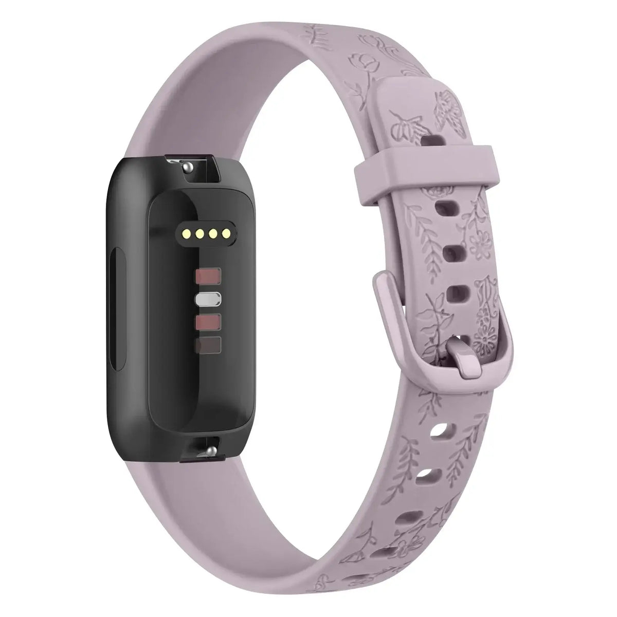 Fitbit Inspire 3 Floral-Engraved Silicone Band - Dusty Lilac