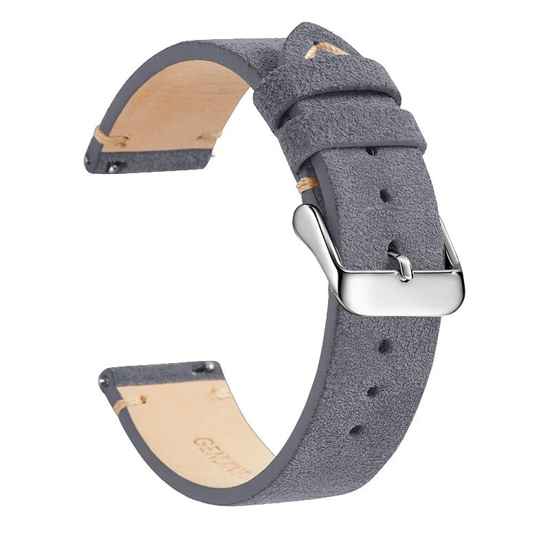 Polar Suede Leather Band with Buckle Color Options — Dark Gray / Silver Buckle