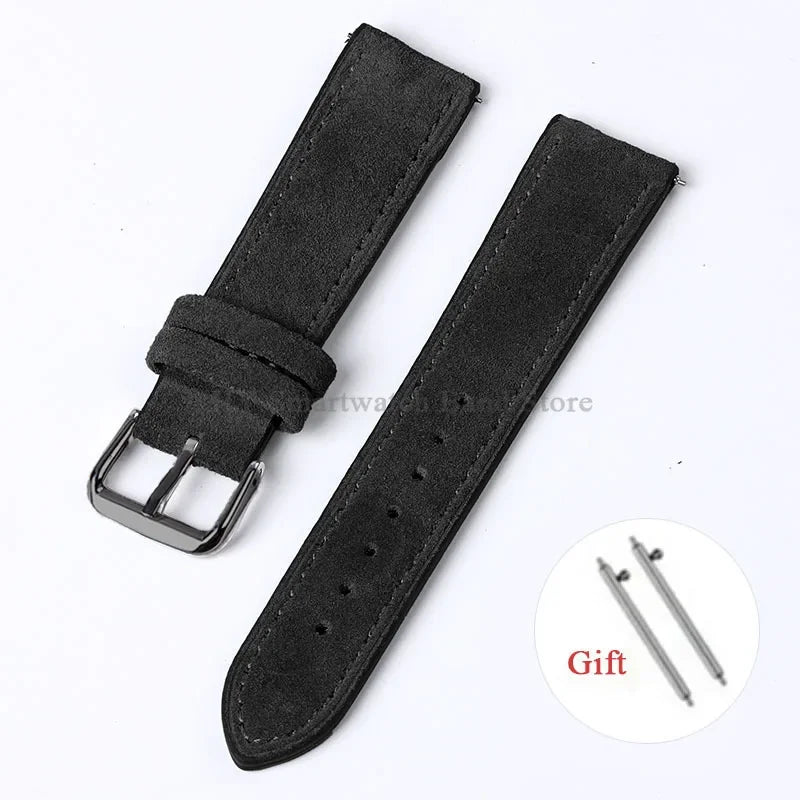 Motorola Moto Suede Leather Band with Buckle Options — Black / Black Buckle