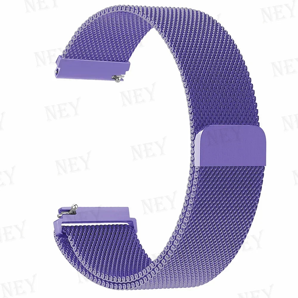 OnePlus Smartwatch Milanese Loop Band Magnetic Metal Bracelet Strap in vibrant purple color, suitable for various OnePlus watch models.