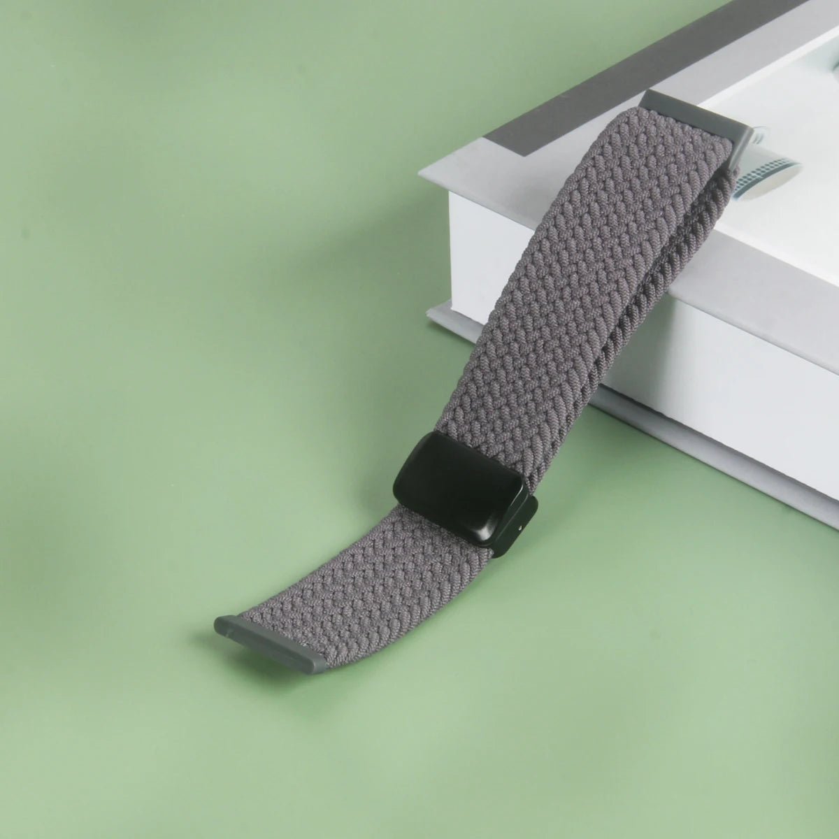Gray Fitbit Versa 4, 3, 2 and Sense 2 Braided Nylon Band, Magnetic Clasp