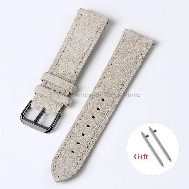 Polar Suede Leather Band with Buckle Options — Beige / Black Buckle