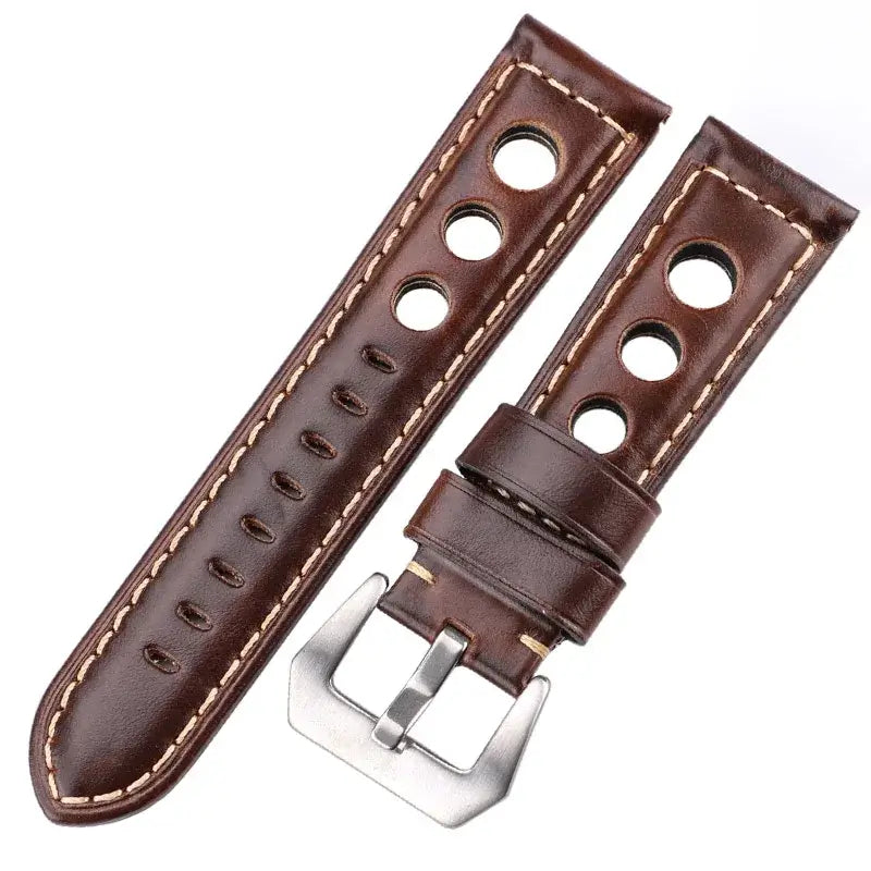 TicWatch Three-Hole Leather Rally Band - Dark Brown