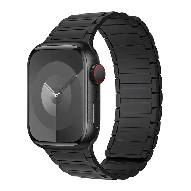 Black segmented silicone Apple Watch band