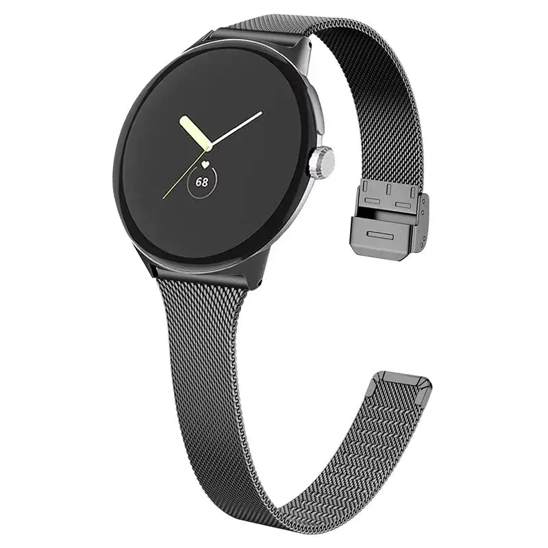 Clasp Mesh Stainless Steel Google Pixel Watch Band in Black