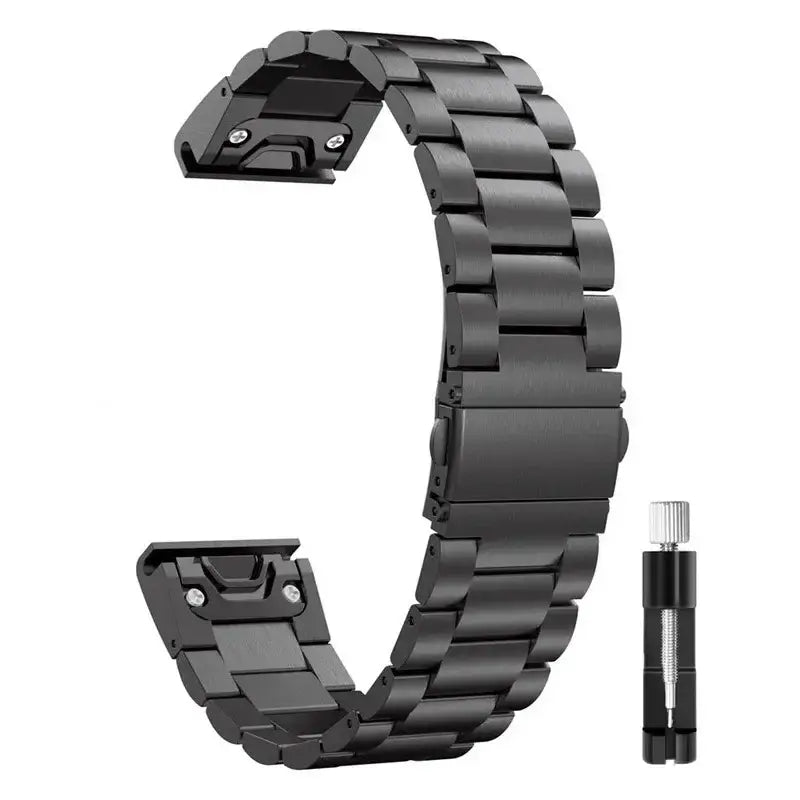 Garmin QuickFit Stainless Steel Three-Link Band in Black