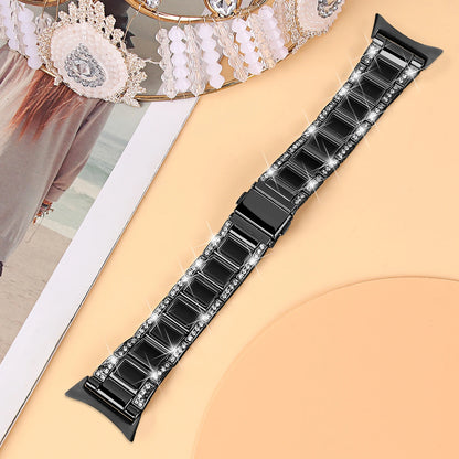 Black Google Pixel Watch 5, 4 and 3 41mm Resin Inlay Link Bracelet Band