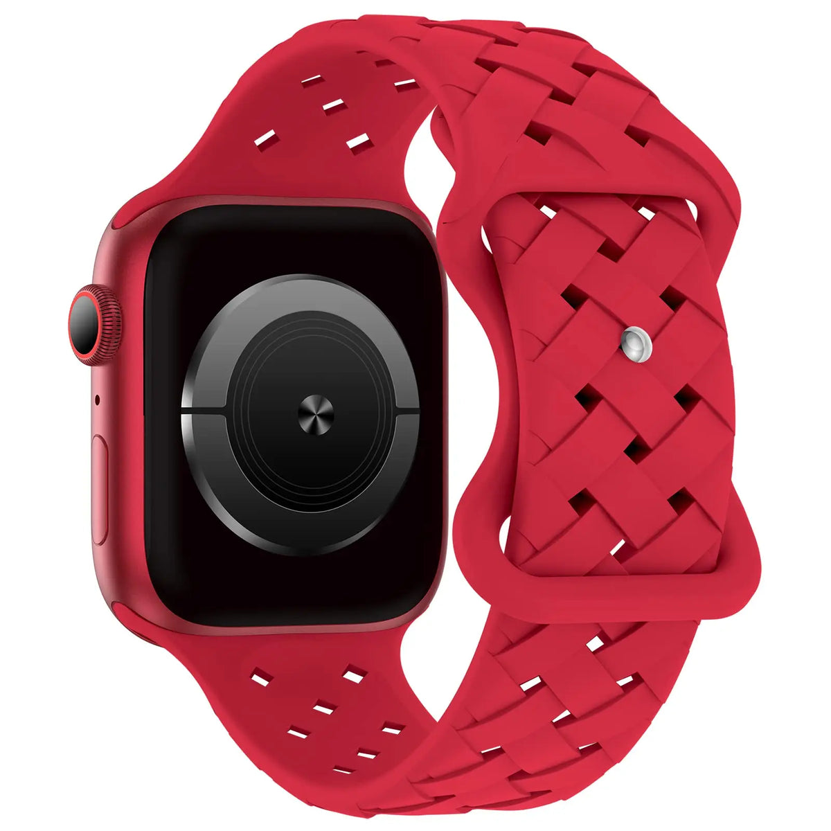 Basket Weave Silicone Apple Watch Band in Red