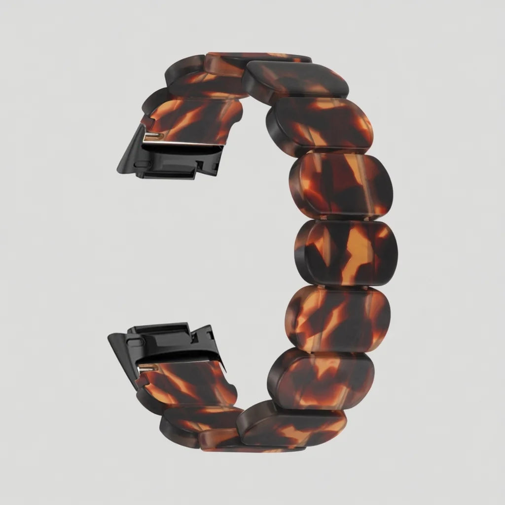 Tortoiseshell Fitbit Charge 5 and 6 Resin Stretch Bracelet Band