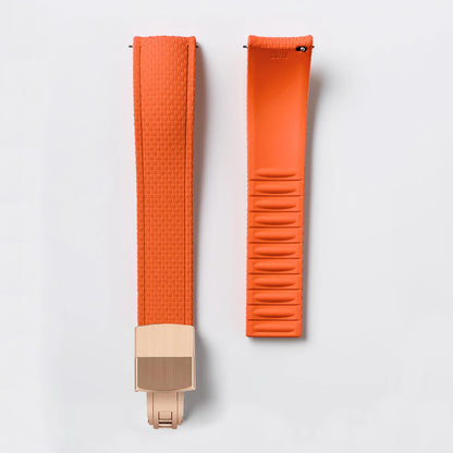 Garmin Curved-End FKM Rubber Band in Orange with Rose Gold Clasp
