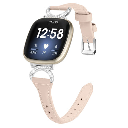 Blush Beige Fitbit Versa 4, Versa 3, Sense 2 and Sense Sparkly D-Link Leather Band